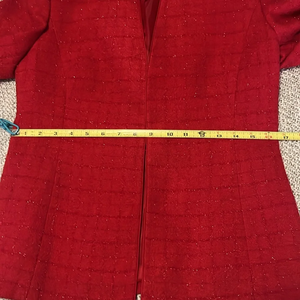 Kasper Women’s Petite Shimmer Red Skirt & Blazer Jacket Set Suit Sz 4P